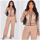 Beautiful Material Cardigan Wide Leg Set Golden Buttons 2315