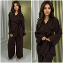 Beautiful Oversized Wrap Tie Belt Wide Leg Set