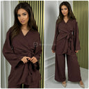Beautiful Oversized Wrap Tie Belt Wide Leg Set