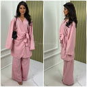 Beautiful Oversized Wrap Tie Belt Wide Leg Set