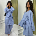 Beautiful Oversized Wrap Tie Belt Wide Leg Set
