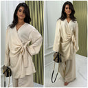 Beautiful Oversized Wrap Tie Belt Wide Leg Set