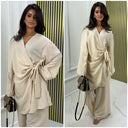 Beautiful Oversized Wrap Tie Belt Wide Leg Set
