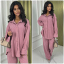 Blouse Wide Leg Set Thick Curved Line Material