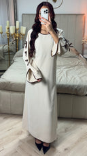 Bow Ties Sleeve Detail Tie Belt Dress