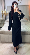 Bow Ties Sleeve Detail Tie Belt Dress