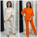 Bubble T-shirt Set Wide Leg Mid Stripe Detail