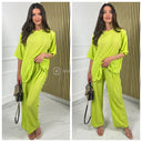 Bubble T-shirt Set Wide Leg Mid Stripe Detail