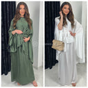 Satin Skirt Set Tie Belt Oversized Butterfly Top