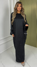 BY FARAH Oversized Fully Strass Dress Button Sleeve