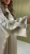 BY FARAH Oversized Fully Strass Dress Button Sleeve