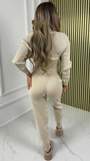 BY FARAH Premium Knit Rib V Neck Crop Top + Jogger Set