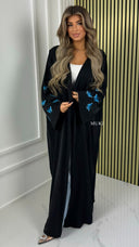 BY FARAH Satin Oversized Kimono Embroidered Butterfly Detail