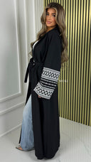 BY FARAH Tie Belt Linenstyle Kimono Embroidery Sleeve Detail