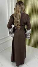 BY FARAH Tie Belt Linenstyle Kimono Embroidery Sleeve Detail
