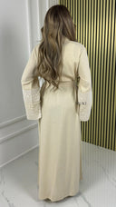 BY FARAH Tie Belt Linenstyle Kimono Embroidery Sleeve Detail