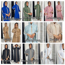 Headscarf Abaya Golden Embroidery Sleeves And Mid Stripe
