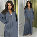 Zipper Abaya Golden Seam Detail
