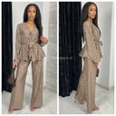 Glossy Zigzag Tie Belt Set