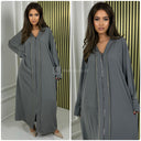 Zipper Abaya Golden Seam Detail