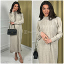 Cable Stripe Dress Splits CLD-586
