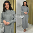 Cable Stripe Dress Splits CLD-586