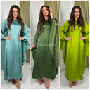 Satin Maxi Dress Cape Detail