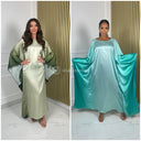 Multicolor Oversized Satin Dress Butterfly Sleeves