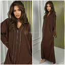 Zipper Abaya Golden Seam Detail
