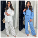 Long Sleeve Cheesecloth Wide Leg Oversized Set