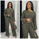 Long Sleeve Cheesecloth Wide Leg Oversized Set