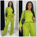 Long Sleeve Cheesecloth Wide Leg Oversized Set