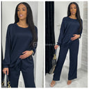 Long Sleeve Cheesecloth Wide Leg Oversized Set