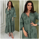 Collar Embroidery Pleated Dress