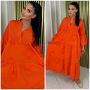 Collar Embroidery Pleated Dress