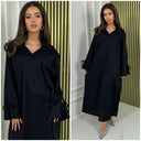 V Neck Collar Oversized Maxi Slit Tie Sleeve Detail