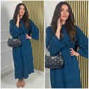 Thick Ribbed Oversized Round Neck Maxi Corduroy