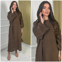 Thick Ribbed Oversized Round Neck Maxi Corduroy