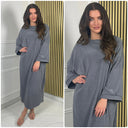 Thick Ribbed Oversized Round Neck Maxi Corduroy