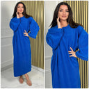 Thick Ribbed Oversized Round Neck Maxi Corduroy