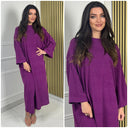 Thick Ribbed Oversized Round Neck Maxi Corduroy
