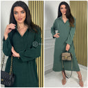 Corduroy V Neck Thick Ribbed Dress