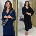 Corduroy V Neck Thick Ribbed Dress