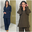 Corduroy Zipper Wide Leg Set