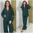 Corduroy 3 Buttons Wide Leg Set