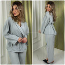 Croco Wrapped Tie Belt Wide Leg Set