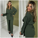 Croco Wrapped Tie Belt Wide Leg Set