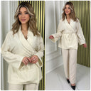 Croco Wrapped Tie Belt Wide Leg Set