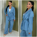 Croco Wrapped Tie Belt Wide Leg Set