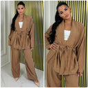 Croco Wrapped Tie Belt Wide Leg Set